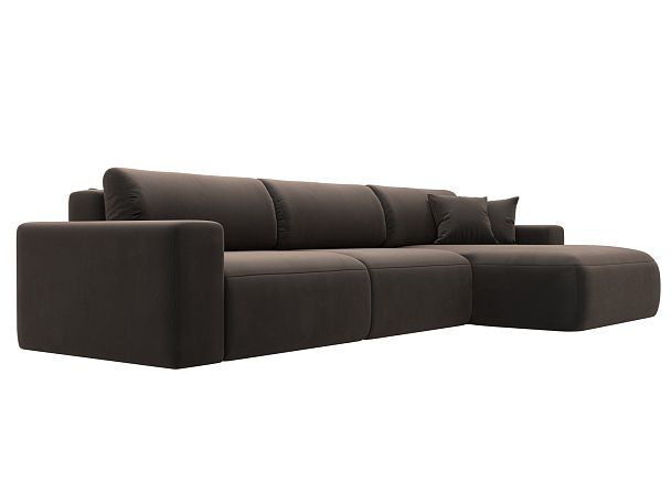 Диван угловой Лига-036 Классик Лонг правый угол Велюр коричневый - Вид 3
