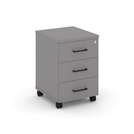 Стайл Проджект Тумба мобильная 3 ящика.  Стандартные колеса SN.TM-002 Серый Пепел/Черный Ручки 416*4 - Фото предпросмотра