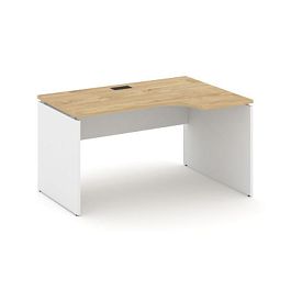 Стайл Проджект Стол рабочий эргоном. SN-D.SPA-001(R) Тиквуд Светлый/Белый/Черная Заглушка 1380*600/9 - Фото предпросмотра