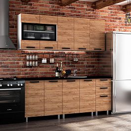 Кухня 2,0м "Крафт" крафт ЛДСП (столешница 2м) - Фото предпросмотра