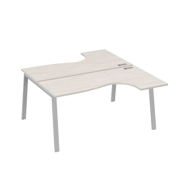 Рабочая станция на опорах TRE (2х160) столы Классика A4 А4 Б3 182  БП дуб / металлокаркас серый - Вид 1