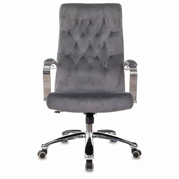 Кресло офисное T-9928SL, усиленное, НАГРУЗКА до 200 кг, хром, ткань, серое, 1985910 - Вид 4