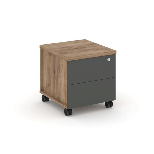 Стайл Проджект Тумба мобильная усил. колеса SN.TMU-005 Дуб Табак/Дуб Табак/Антрацит 416*460*437 - Вид 1