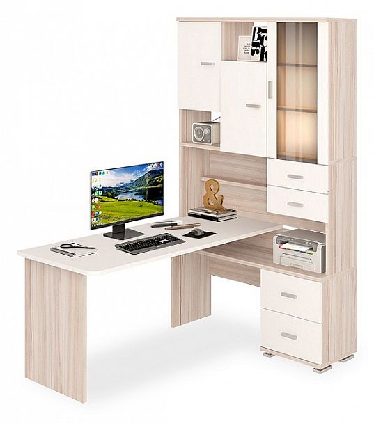 Стол компьютерный Домино СР-620/160 Карамель/Белый правый - Вид 1