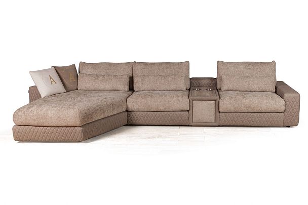 Aldo угловой модульный диван с терминальным шезлонгом, баром и столиком - Вид 4