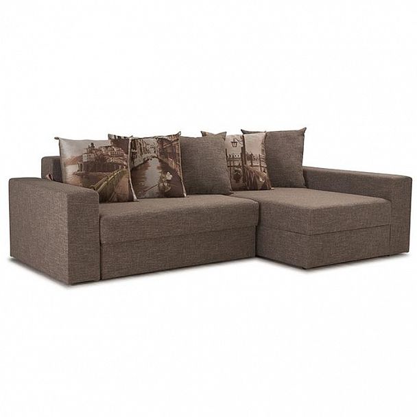 Угловой диван "Каре-5" коричневый - Вид 1