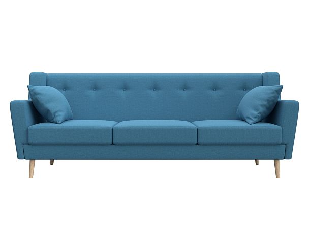 Диван кухонный прямой Брайтон 3 Рогожка голубой - Вид 2