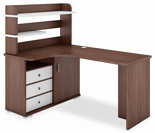 Стол компьютерный Домино СР-165 Белый/Шамони левый - Вид 1