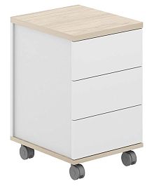 Тумба мобильная Allegro 3 ящ. ЛДСП / корпус: белый, топ/дно: ак.равелло, фасады: белый - Фото предпросмотра