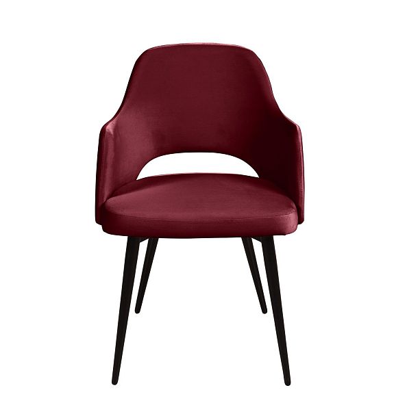 Стул William с подлокотниками, бархат винно-красный 16/ черный конус - Вид 2