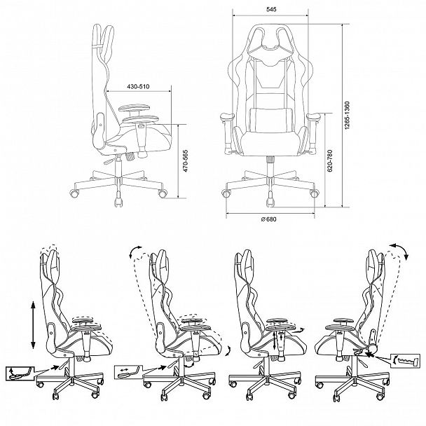 Кресло компьютерное Zombie VIKING KNIGHT, 2 подушки, ткань, черное, 1379928 - Вид 3