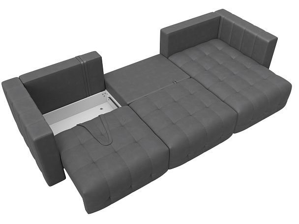 Диван угловой Лига-052 НПБ Лонг угол универсальный Замша серый - Вид 8