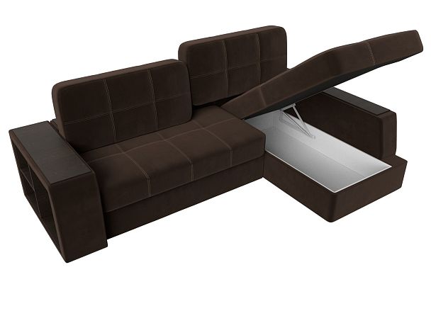 Угловой диван Брюссель правый (полностью микровельвет коричневый) - Вид 7