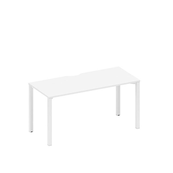 Стол письменный на металлокаркасе, столешница с вырезом Space+ А1 БГ 015.2 БП белый премиум / белый гладкий - Вид 1