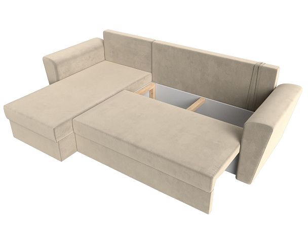 Угловой диван Амстердам Лайт левый (полностью микровельвет бежевый) - Вид 8