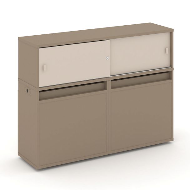 Estetica Набор №4. Тумба двойная+низкая надставка ES.NB.2N-4 Латте/Капучино 1500*410*1135 - Вид 1