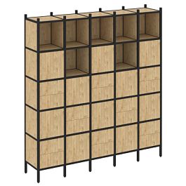 Loft Прямой стеллаж наборный VR.L-10 Тиквуд светлый/Чёрный металл 2110*446*2280 - Фото предпросмотра