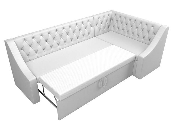 Кухонный угловой диван Мерлин правый (полностью экокожа белая) - Вид 7