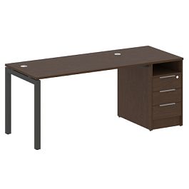 Metal System Quattro Р. ст. с тумбой на П-образном м/к 50БП.РС-СТП-1.3 Венге/Антрацит металл 1812*720*750 - Фото предпросмотра