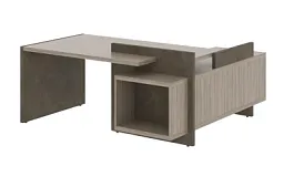 WOOD STONE Стол руководителя СФ-531221 Л 1800х1798х840  Дрифтвуд / Бетон Чикаго темный Wood stone кабинет руковод  без цвета - Фото предпросмотра
