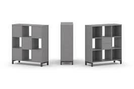 Стайл Проджект Набор стеллажа одностороннего, 3 яруса SN.NS-331 Серый Пепел/Металл Антрацит 1121*400 - Фото предпросмотра