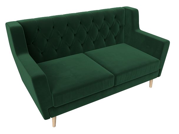 Прямой диван Брайтон 2 Люкс (полностью велюр зеленый) - Вид 5