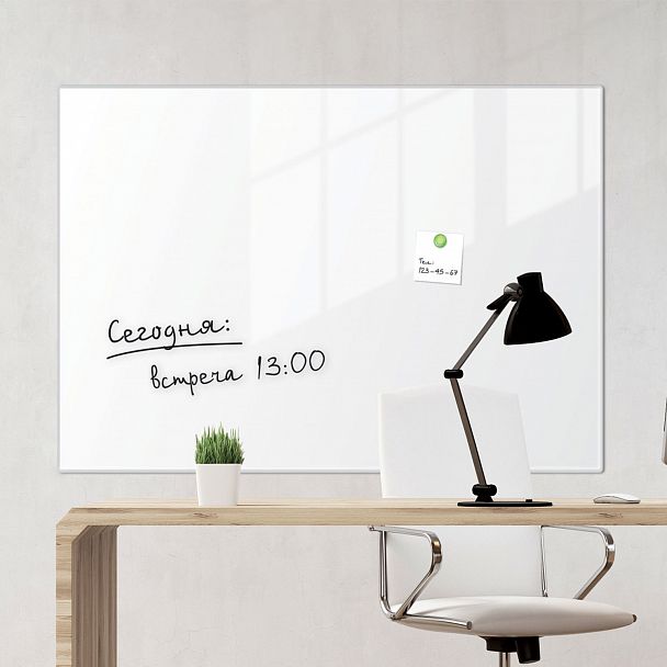 Доска магнитно-маркерная стеклянная 60х90 см, 3 магнита, БЕЛАЯ, BRAUBERG, 236747 - Вид 8