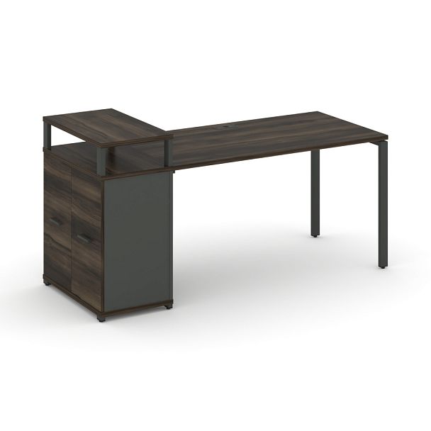 Concept Стол рабочий с опорным распаш. шкафом с верх. горизонтом  CN.SP-221 W Дуб Мали/Антрацит/Металл Антрацит 1400*720*917 - Вид 1
