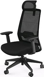 Кресло руководителя Vera с подголовником CBP81SW/675*595*1136, обивка спинка сетка, сиденье тканьчер "Кресла для руководителей"  ТК-001818000009 черный - Фото предпросмотра