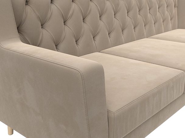 Прямой диван Брайтон 3 Люкс (полностью велюр бежевый) - Вид 4