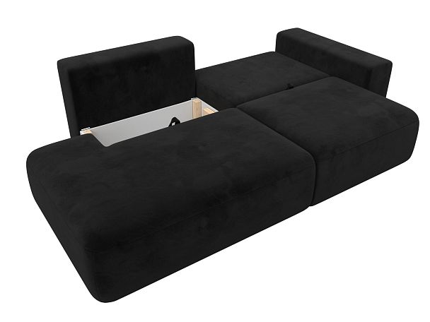 Диван прямой Лига-036 Модерн подлокотник справа Велюр черный - Вид 8