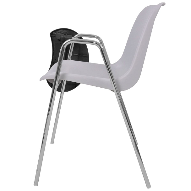 Стул Vicenza (4 ножки с подлокотниками + столик TLT), каркас хром, серый, РП+ИК - Вид 4