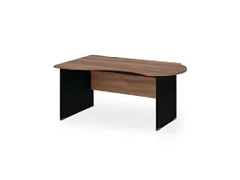 БЕРЛИН / BERLIN Стол асимметричный левый 1600х1000х740 Орех Вармия/Черный - Фото предпросмотра