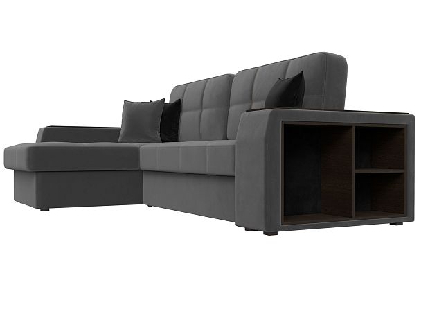 Угловой диван Брюссель левый (полностью велюр серый) - Вид 3