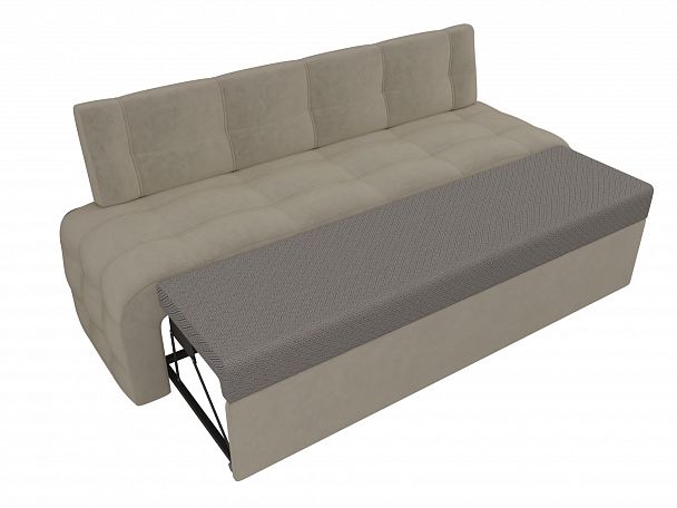Кухонный прямой диван Люксор (полностью микровельвет бежевый) - Вид 5