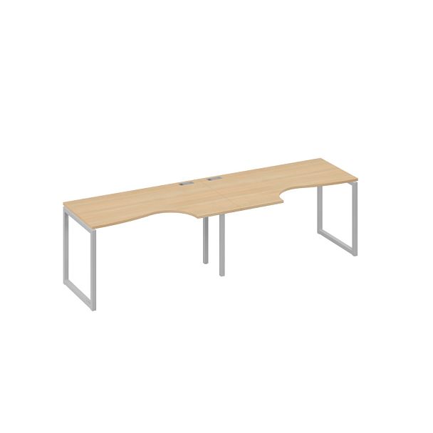 Рабочая станция столы Классика на каркасе QUATTRO (2х140) A4 А4 Б4 043-2 БП натуральный дуб / металлокаркас серый - Вид 1