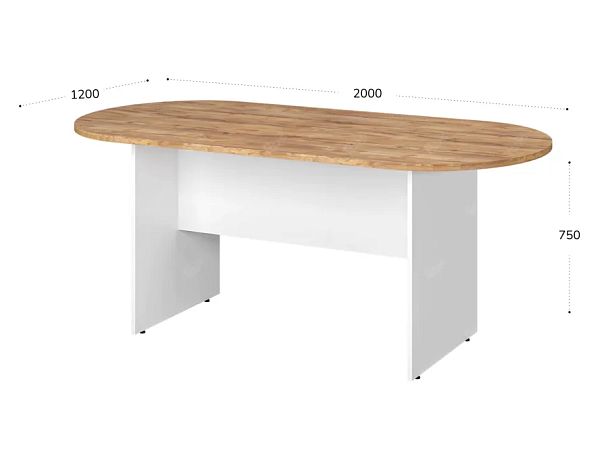 TANDEM RTD010-200-ME Конференц-стол овальный ун-й 2000х1200х750 Таксония медовая/Белый - Вид 2