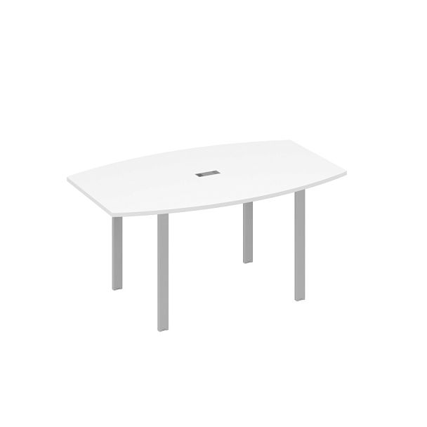 Стол 160 фигурный на металлокаркасе UNO для переговоров A4 А4 Б1 111 БП белый премиум / металлокаркас серый - Вид 1
