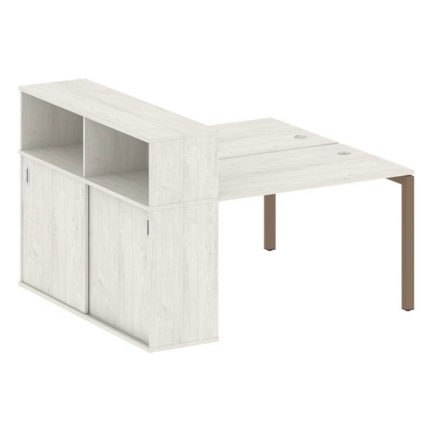 Metal System Quattro Р. ст. с шкафом-купе на П-образном м/к 50БП.РС-СШК-2.2 Т Дуб наварра/Мокко металл 1610*1475*1098 - Вид 1