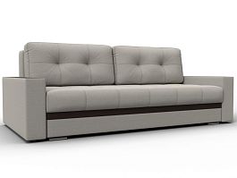 Диван прямой с декором Лига-096 НПБ Рогожка;Экокожа бежевый - Фото предпросмотра