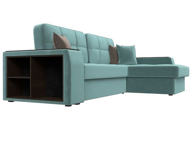 Угловой диван Брюссель правый (полностью Велюр бирюзовый) - Вид 3