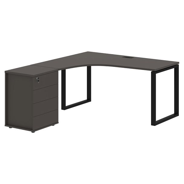 Стол эргономичный с тумбой EQCET 1518(L) Мокко/Черный 1560х1880х750 EDIS - Вид 1