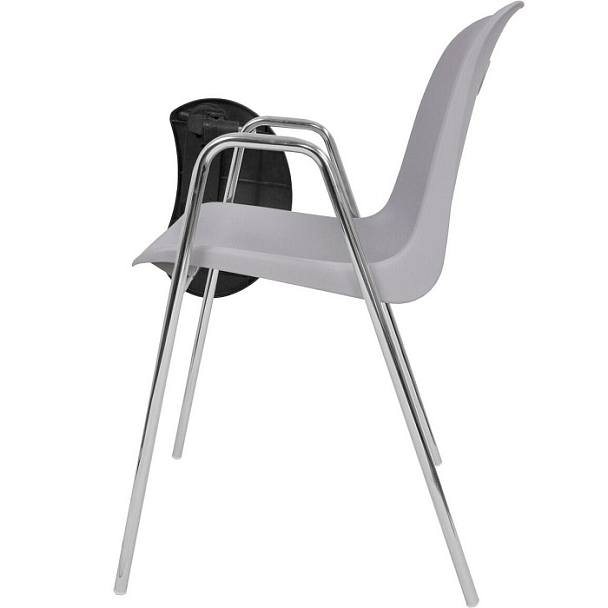 Стул Venezia (4 ножки с подлокотниками + столик TLT), каркас хром, серый, РП+ИК - Вид 3