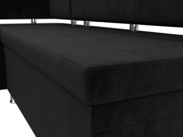 Кухонный уголок Стайл левый (полностью велюр черный) - Вид 4