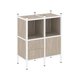 Loft Прямой стеллаж наборный VR.L-02 Дуб аттик/Белый металл 862*446*1047 - Фото предпросмотра