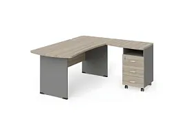 БЕРЛИН / BERLIN Угловое рабочее место правое 2200х1600х740 Шорвуд/Серый - Фото предпросмотра