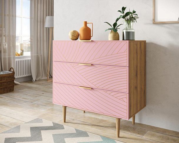 Комод с тремя ящиками Line LN12/GR1/pink - Вид 3