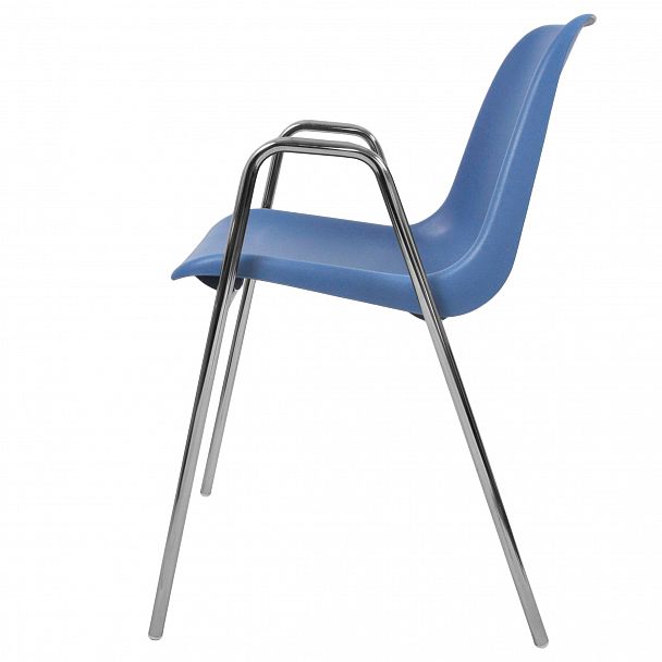 Стул Vicenza (4 высокие ножки c подлокотниками), каркас Хром, светло-синий, стопируемый - Вид 3