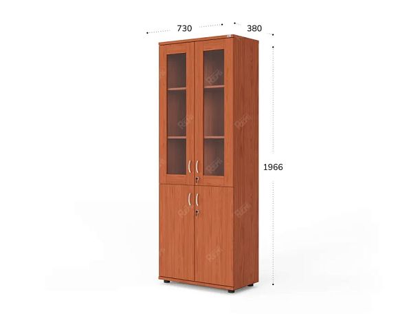 UNITY РШКСМ-02 ОРЕХ ИТАЛЬЯНСКИЙ Шкаф со стеклянными дверьми Прямой 730x380x1966 - Вид 4
