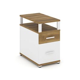 Concept Тумба приставная 1 ящ.+1 распаш. фасад с надставкой CN.TGP-002 W Сандал Янтарный/Белый Бриллиант/Металл Белый 420*720*750 - Фото предпросмотра